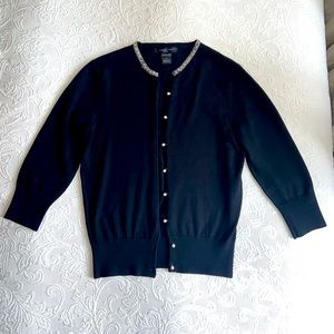 August Silk Cotton knit cardigan pearl buttons S